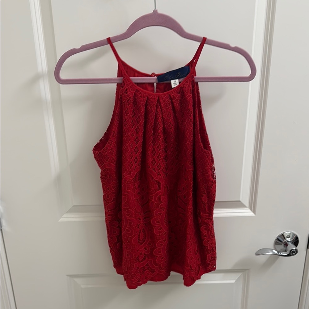 Red Lace Sleeveless Top
